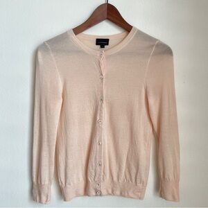 J.Crew Italian Cashmere Cardigan Sweater Small Light Pink Parisian Preppy Spring